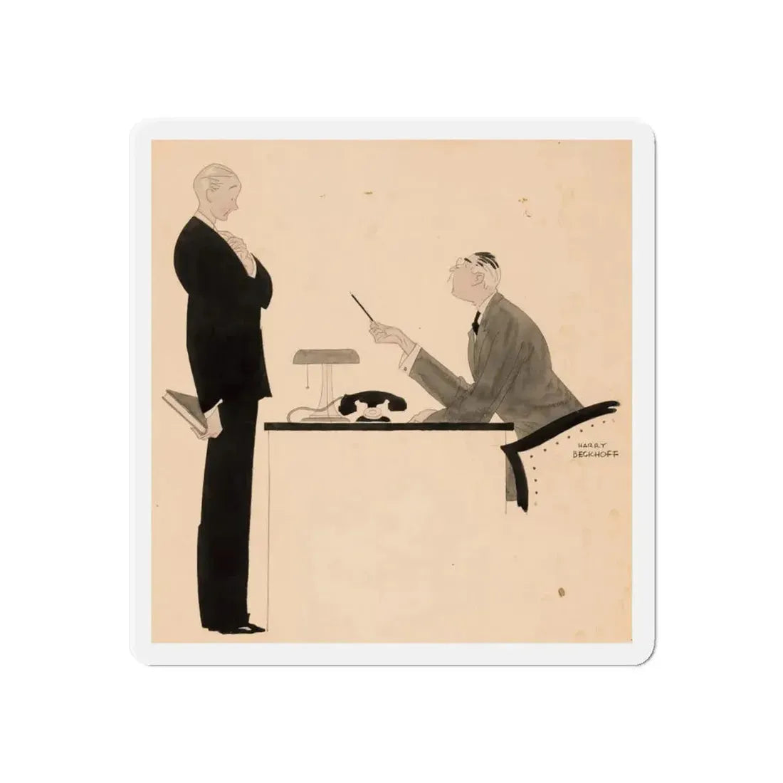 Office Confrontation (c. 1920s) (Magazine Illustration) Refrigerator Magnet - The Sticker Space