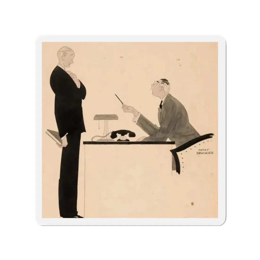 Office Confrontation (c. 1920s) (Magazine Illustration) Refrigerator Magnet - The Sticker Space