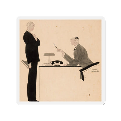 Office Confrontation (c. 1920s) (Magazine Illustration) Refrigerator Magnet-2" x 2"-The Sticker Space