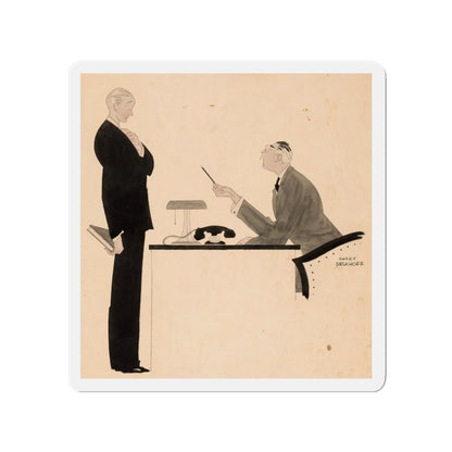 Office Confrontation (c. 1920s) (Magazine Illustration) Refrigerator Magnet-3" x 3"-The Sticker Space