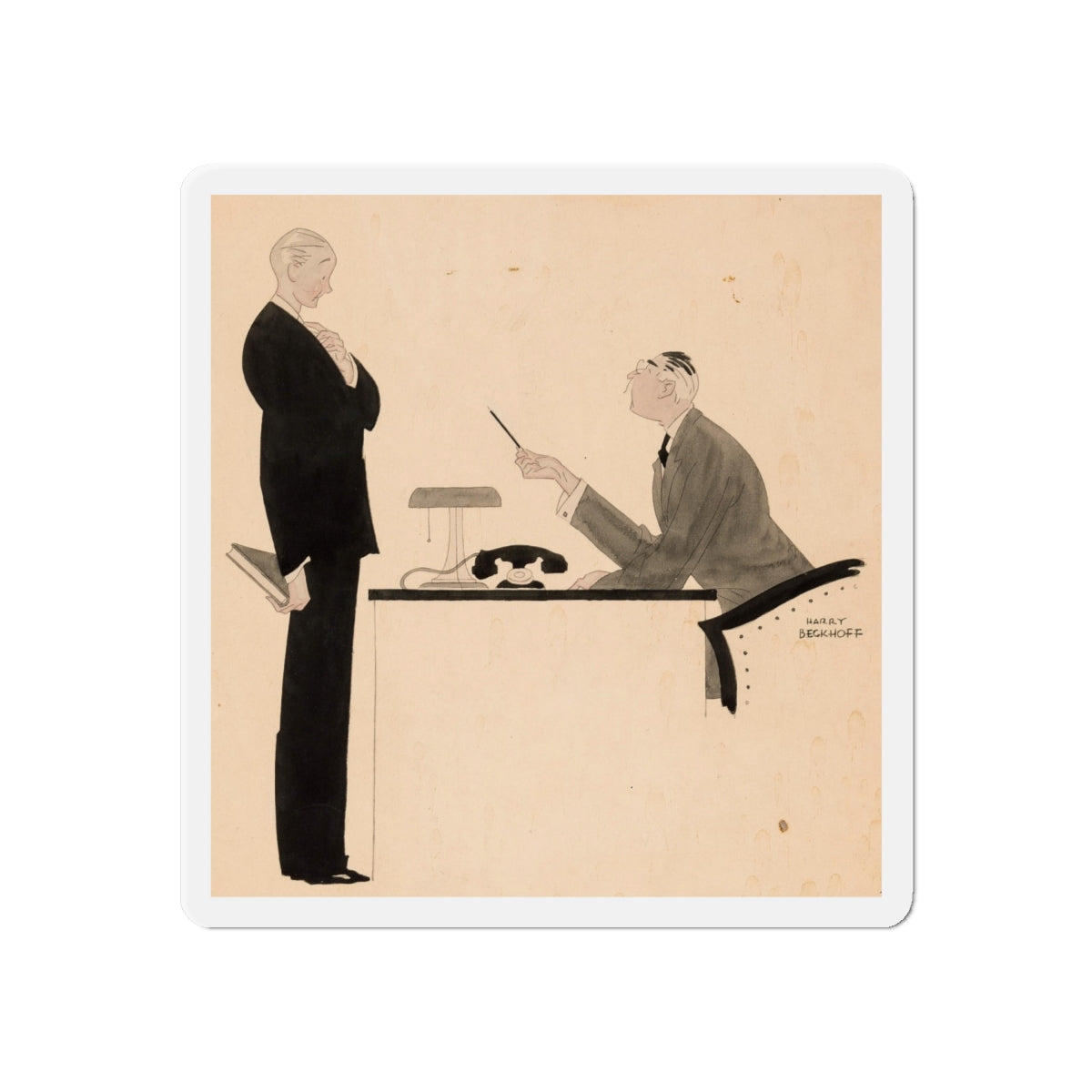 Office Confrontation (c. 1920s) (Magazine Illustration) Refrigerator Magnet-6 × 6"-The Sticker Space