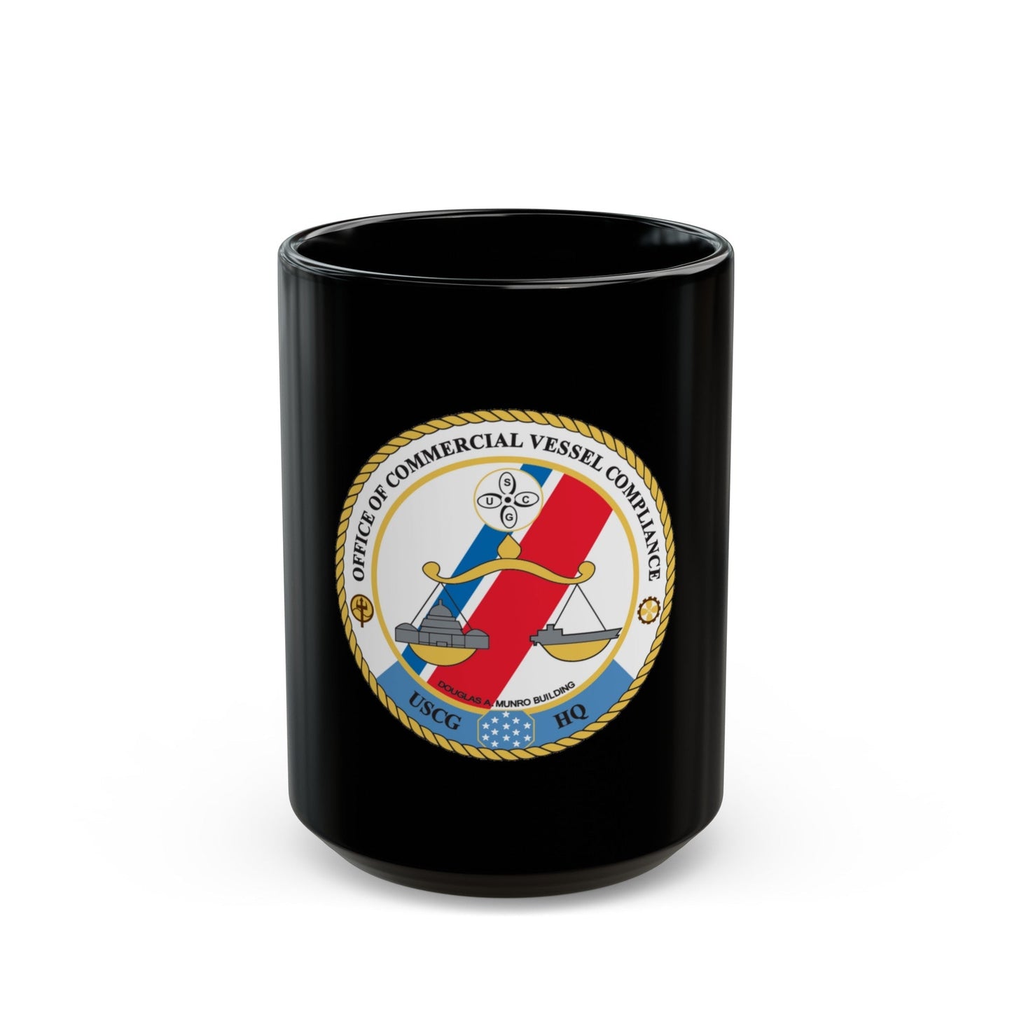 Office of Comm Vessel Cmplnce (U.S. Coast Guard) Black Coffee Mug-15oz-The Sticker Space