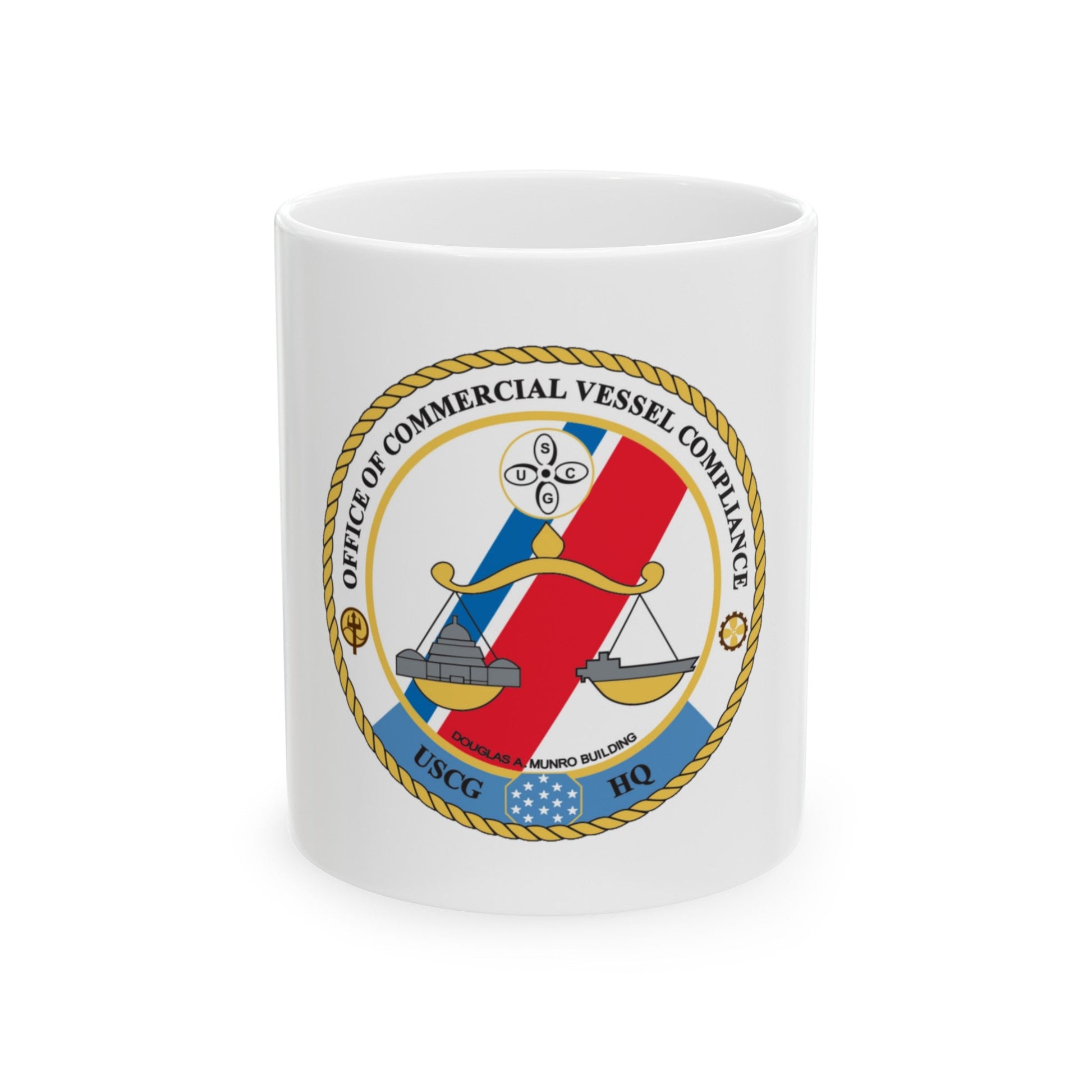 Office of Comm Vessel Cmplnce (U.S. Coast Guard) White Coffee Mug-11oz-The Sticker Space