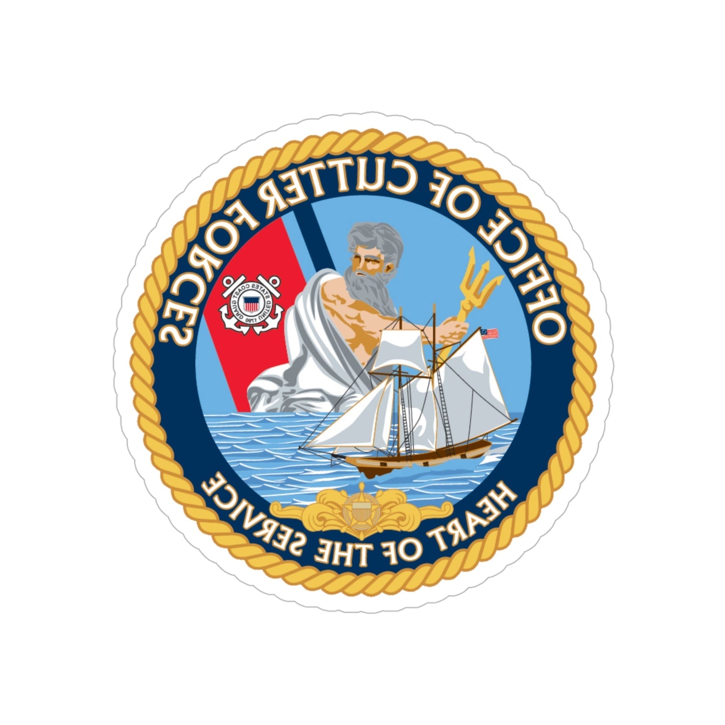 Office of Cutter Forces (U.S. Coast Guard) REVERSE PRINT Transparent STICKER-6 Inch-The Sticker Space