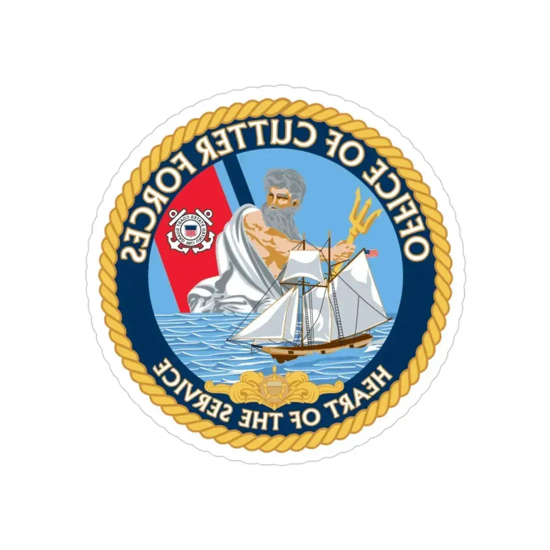 Office of Cutter Forces (U.S. Coast Guard) REVERSE PRINT Transparent Die-Cut STICKER 3 Inch Die-Cut Transparent - The Sticker Space