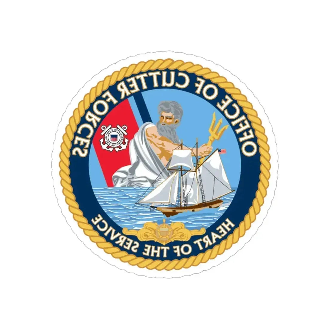 Office of Cutter Forces (U.S. Coast Guard) REVERSE PRINT Transparent Die-Cut STICKER 6 Inch Die-Cut Transparent - The Sticker Space