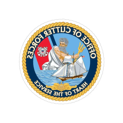 Office of Cutter Forces (U.S. Coast Guard) REVERSE PRINT Transparent Die-Cut STICKER 6 Inch Die-Cut Transparent - The Sticker Space