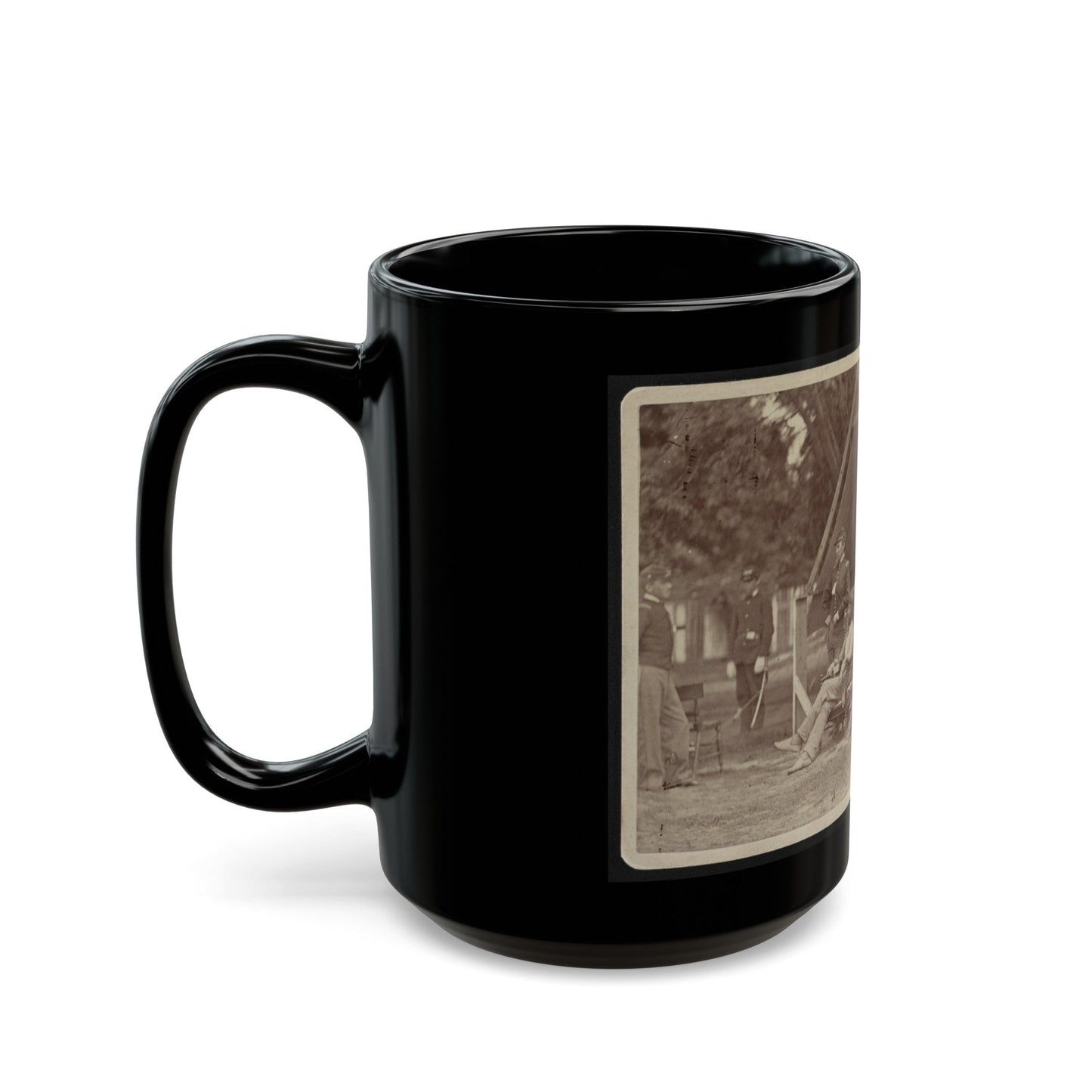 Officers Relaxing Outside A Tent (U.S. Civil War) Black Coffee Mug-The Sticker Space