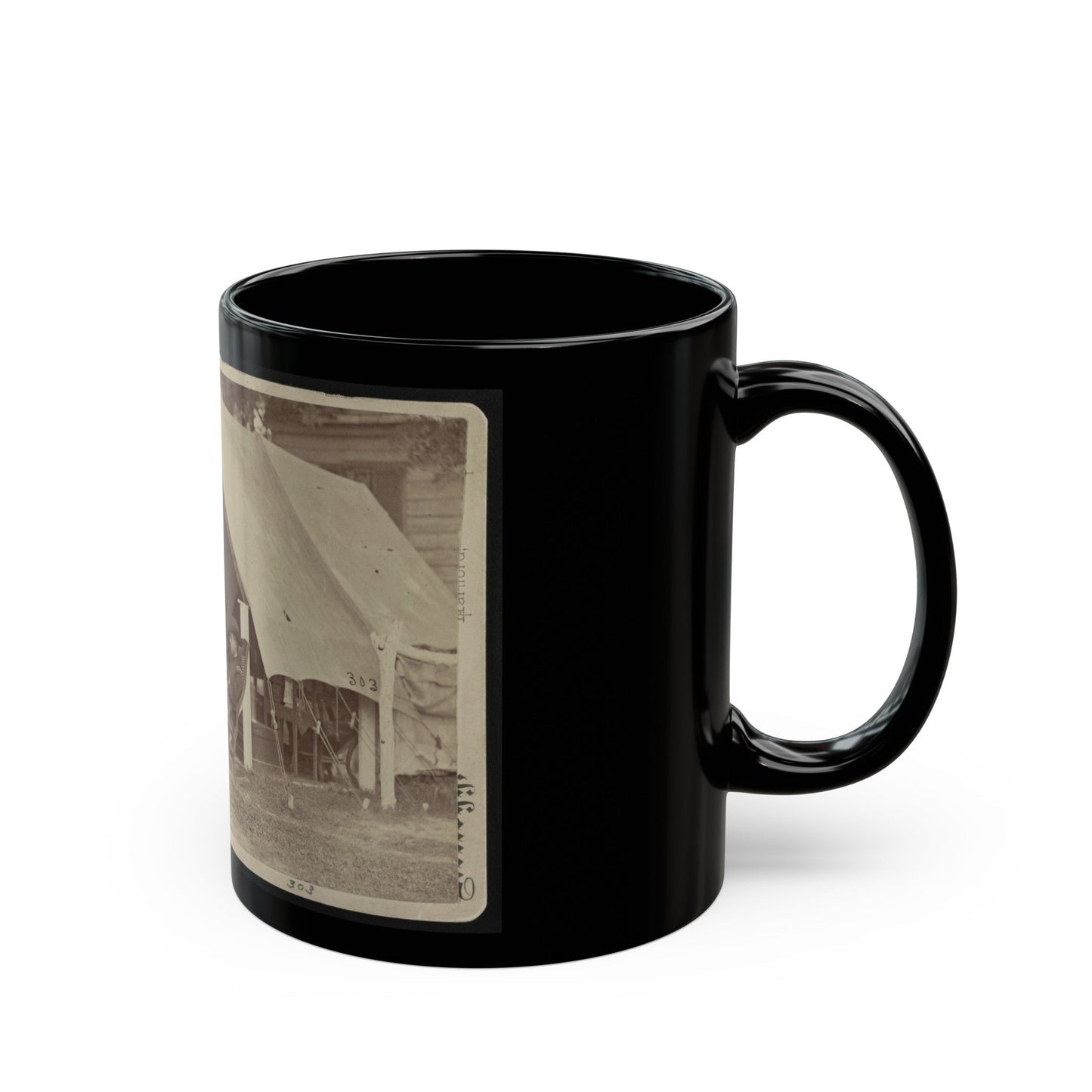 Officers Relaxing Outside A Tent (U.S. Civil War) Black Coffee Mug-The Sticker Space