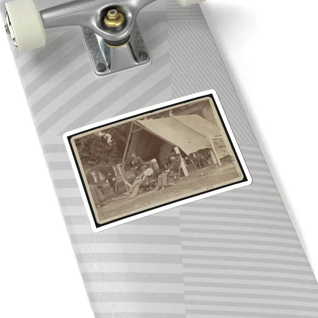 Officers Relaxing Outside a Tent (U.S. Civil War) STICKER Vinyl Kiss-Cut Decal - The Sticker Space
