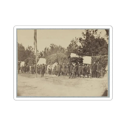 Officers Stand in Line by a Flagpole (U.S. Civil War) STICKER Vinyl Kiss-Cut Decal 4 Inch White - The Sticker Space