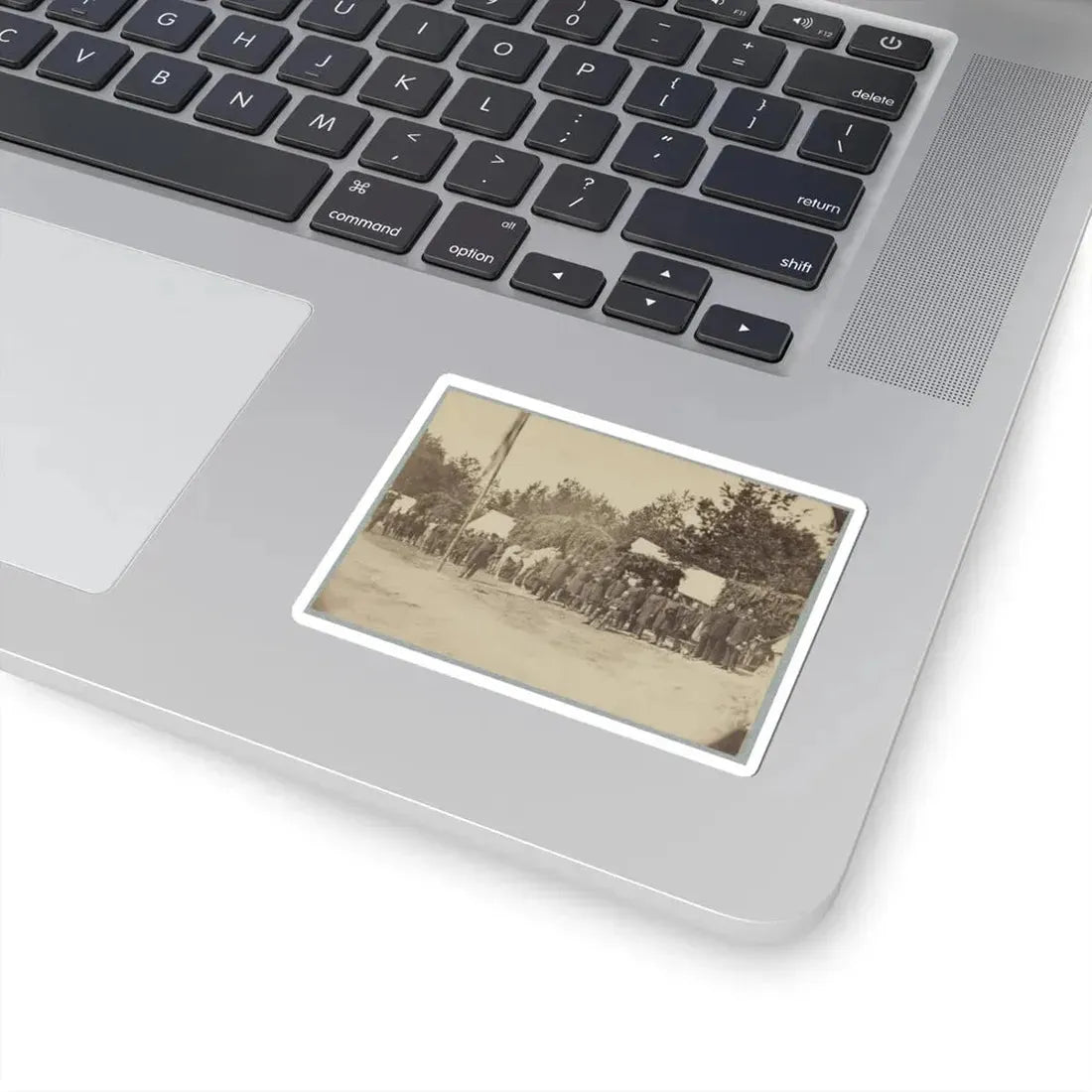 Officers Stand in Line by a Flagpole (U.S. Civil War) STICKER Vinyl Kiss-Cut Decal - The Sticker Space