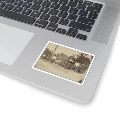 Officers Stand in Line by a Flagpole (U.S. Civil War) STICKER Vinyl Kiss-Cut Decal - The Sticker Space