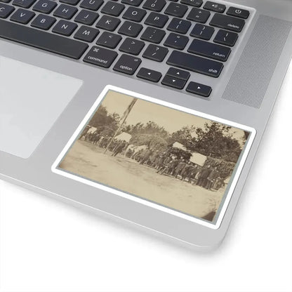 Officers Stand in Line by a Flagpole (U.S. Civil War) STICKER Vinyl Kiss-Cut Decal - The Sticker Space