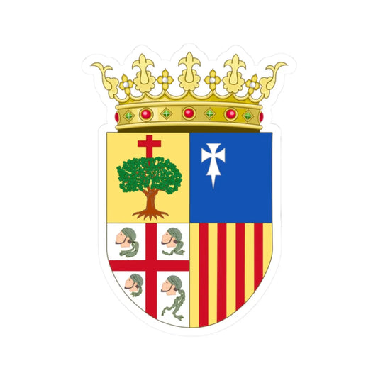 Official Coat of Arms of Aragon (Spain) (Coat of Arms) STICKER Vinyl Kiss-Cut Decal 2 Inch White - The Sticker Space