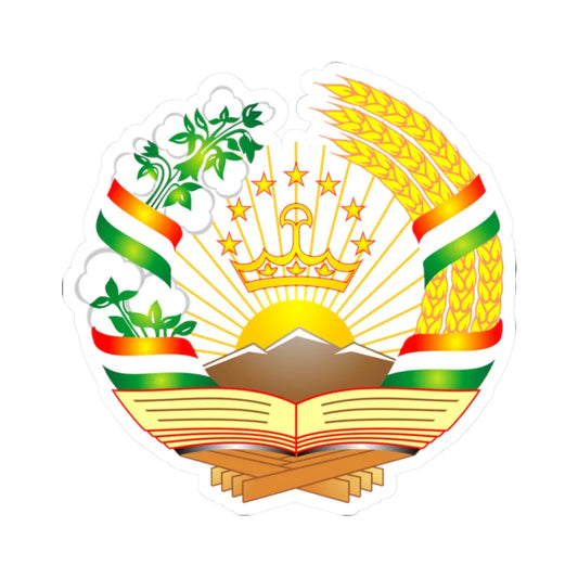 Official Emblem of Tajikistan (Tajikistan) (Coat of Arms) STICKER Vinyl Kiss-Cut Decal 2 Inch White - The Sticker Space