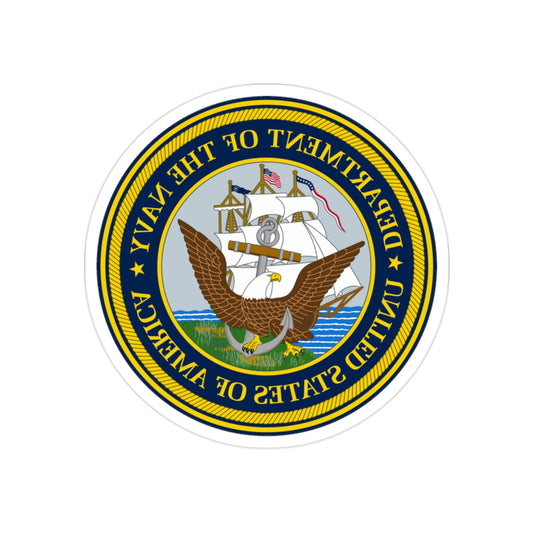 Official Seal of the Department of the Navy (U.S. Navy) REVERSE PRINT Transparent STICKER-2" × 2"-The Sticker Space