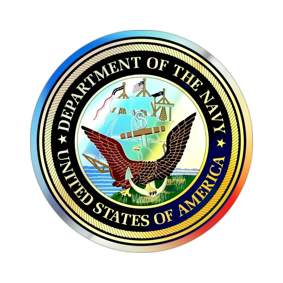 Official Seal of the Department of the Navy (U.S. Navy) Holographic STICKER Die-Cut Vinyl Decal 2 Inch Holographic - The Sticker Space