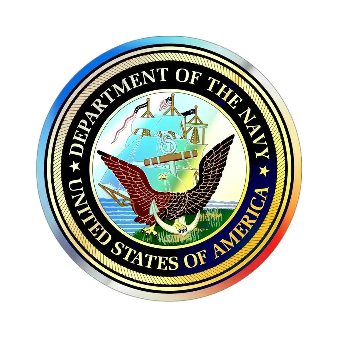 Official Seal of the Department of the Navy (U.S. Navy) Holographic STICKER Die-Cut Vinyl Decal 3 Inch Holographic - The Sticker Space