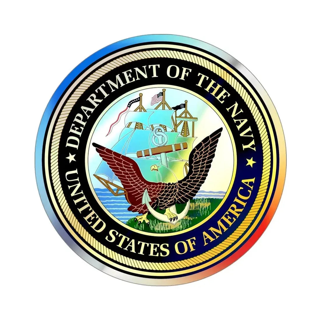Official Seal of the Department of the Navy (U.S. Navy) Holographic STICKER Die-Cut Vinyl Decal 4 Inch Holographic - The Sticker Space