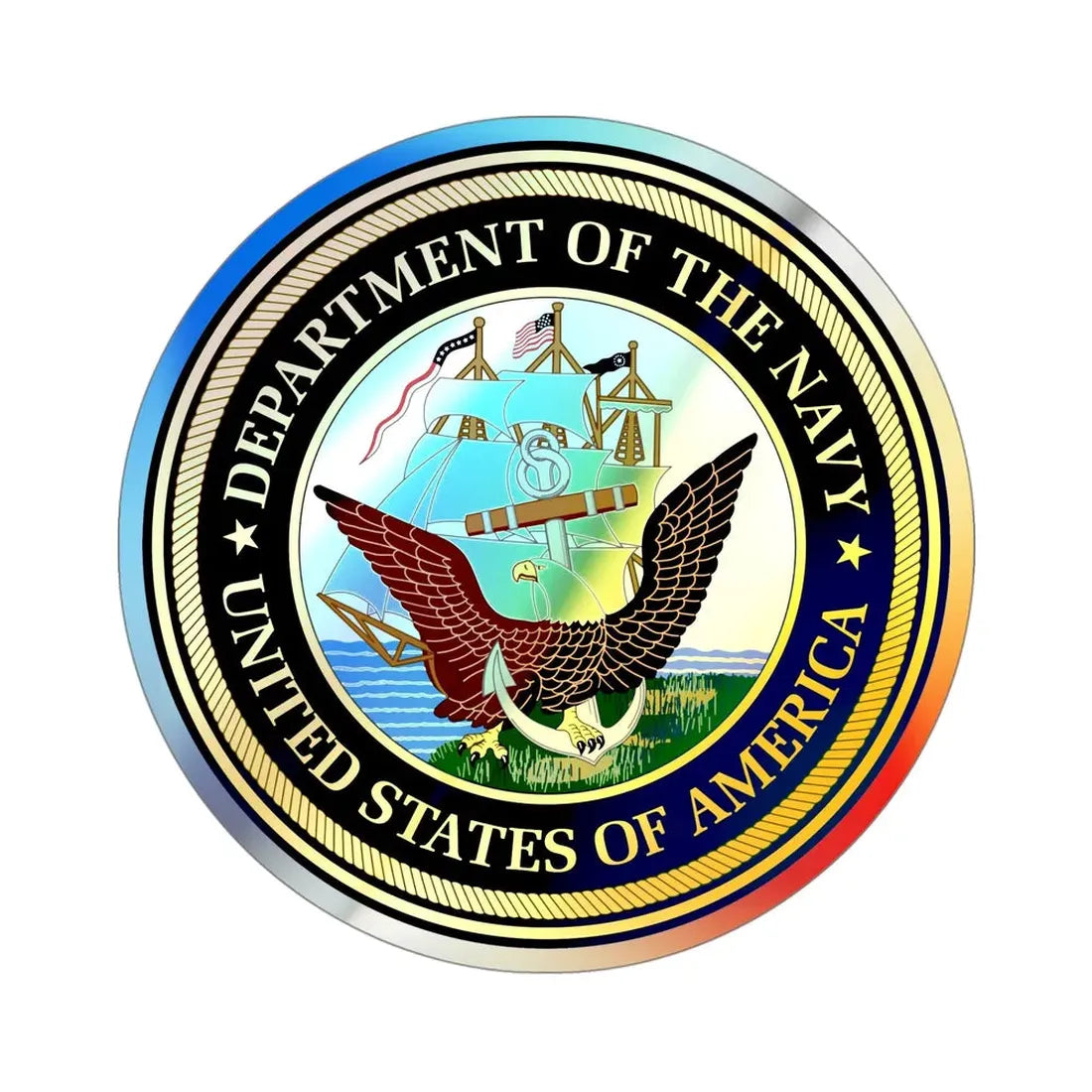 Official Seal of the Department of the Navy (U.S. Navy) Holographic STICKER Die-Cut Vinyl Decal - The Sticker Space