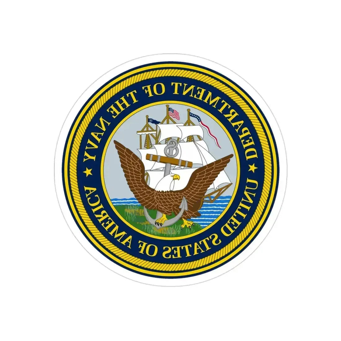 Official Seal of the Department of the Navy (U.S. Navy) REVERSE PRINT Transparent Die-Cut STICKER 3 Inch Die-Cut Transparent - The Sticker Space