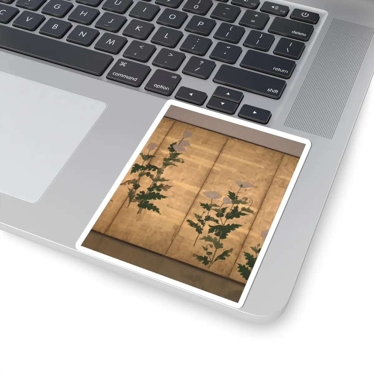 Ogata Kōrin - White Poppies on Gold Ground - unknown v3 - STICKER Vinyl Kiss-Cut Decal