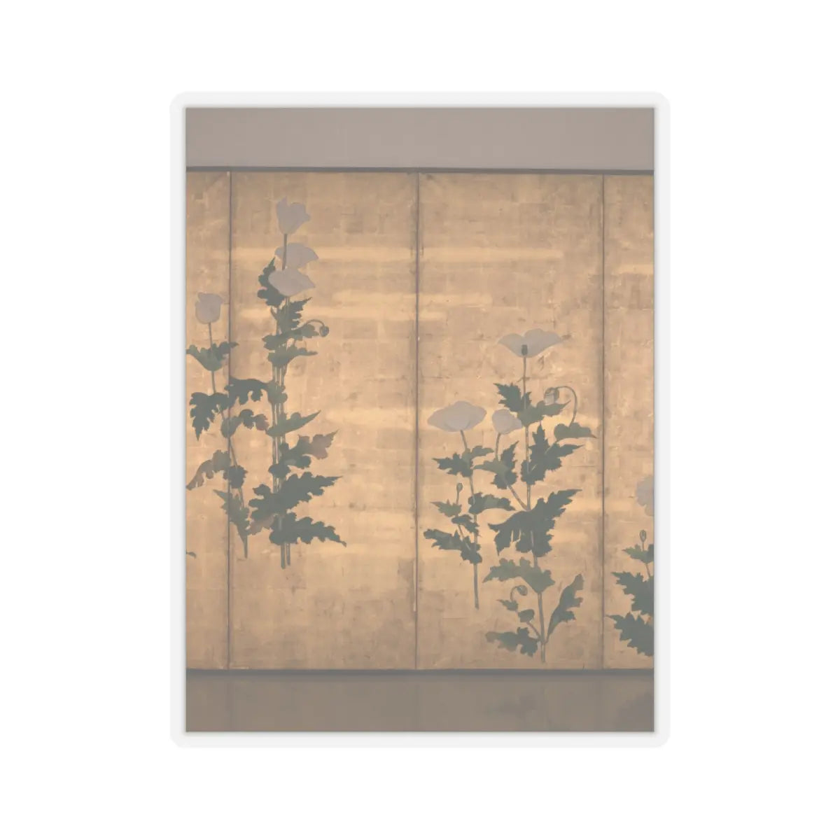 Ogata Kōrin - White Poppies on Gold Ground - unknown v3 - STICKER Vinyl Kiss-Cut Decal