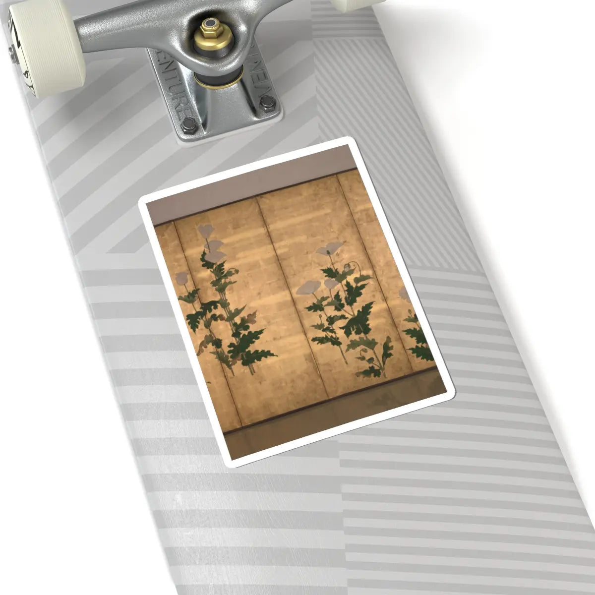 Ogata Kōrin - White Poppies on Gold Ground - unknown v3 - STICKER Vinyl Kiss-Cut Decal