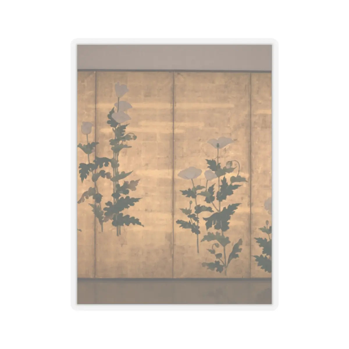 Ogata Kōrin - White Poppies on Gold Ground - unknown v3 - STICKER Vinyl Kiss-Cut Decal