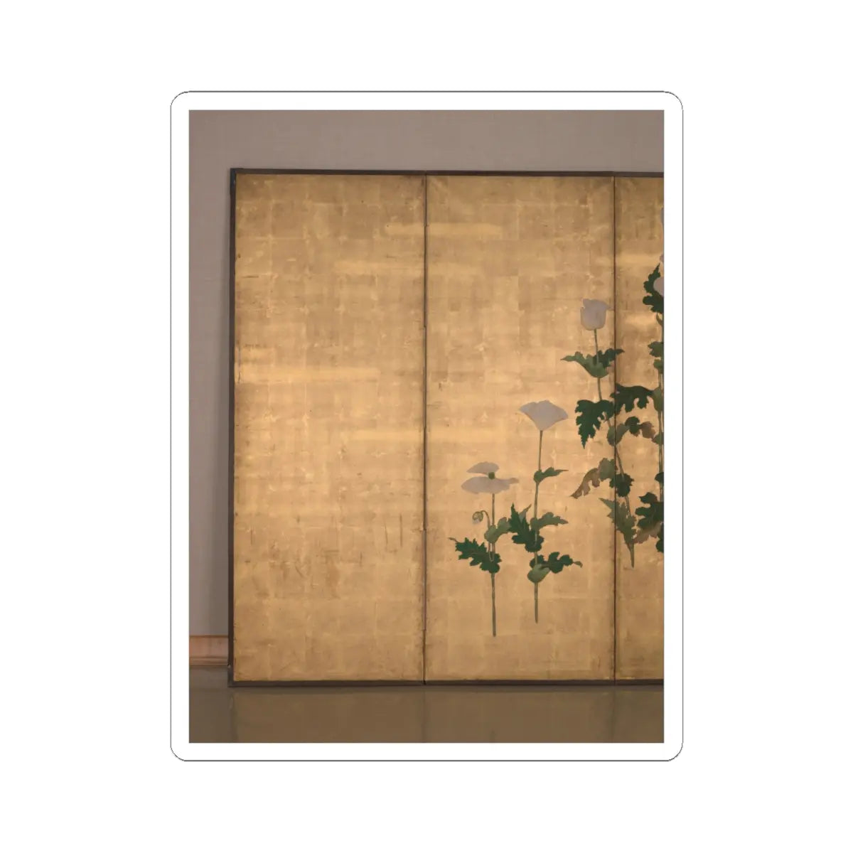 Ogata Kōrin - White Poppies on Gold Ground - unknown v4 - STICKER Vinyl Kiss-Cut Decal