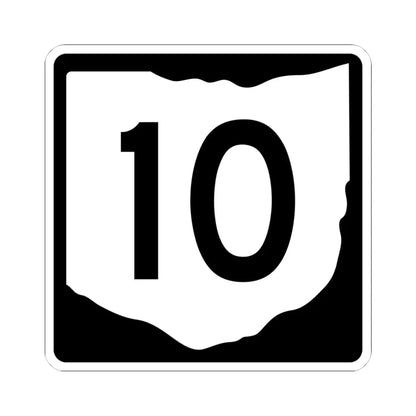OH-10 (Ohio) (Road Sign) STICKER Vinyl Kiss-Cut Decal 4 Inch White - The Sticker Space