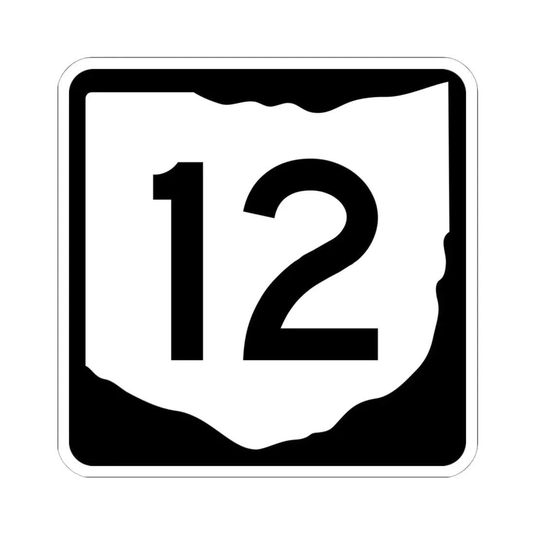 OH-12 (Ohio) (Road Sign) STICKER Vinyl Kiss-Cut Decal 6 Inch White - The Sticker Space