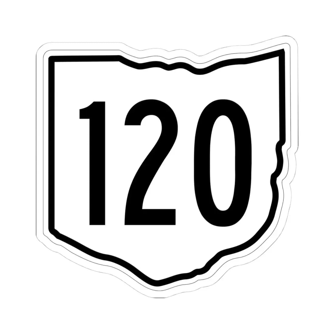 OH-120 1960 (Ohio) (Road Sign) STICKER Vinyl Kiss-Cut Decal 4 Inch White - The Sticker Space