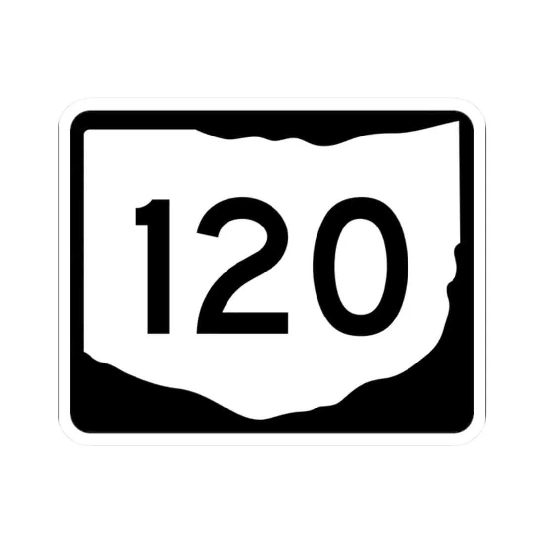 OH-120 (Ohio) (Road Sign) STICKER Vinyl Kiss-Cut Decal 2 Inch White - The Sticker Space