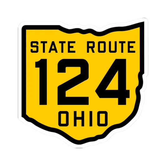 OH-124 1920 (Ohio) (Road Sign) STICKER Vinyl Kiss-Cut Decal 2 Inch White - The Sticker Space