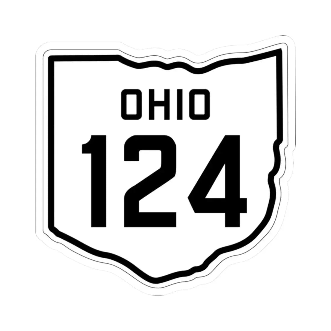 OH-124 1927 (Ohio) (Road Sign) STICKER Vinyl Kiss-Cut Decal 2 Inch White - The Sticker Space