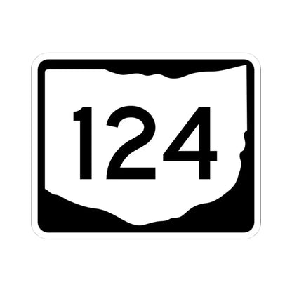 OH-124 (Ohio) (Road Sign) STICKER Vinyl Kiss-Cut Decal 3 Inch White - The Sticker Space