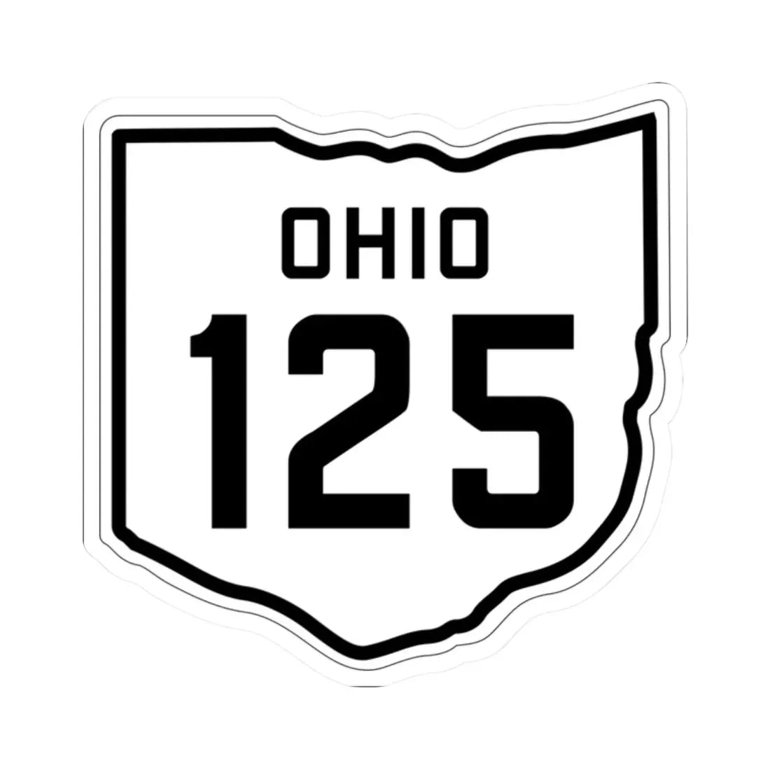 OH-125 1927 (Ohio) (Road Sign) STICKER Vinyl Kiss-Cut Decal 2 Inch White - The Sticker Space
