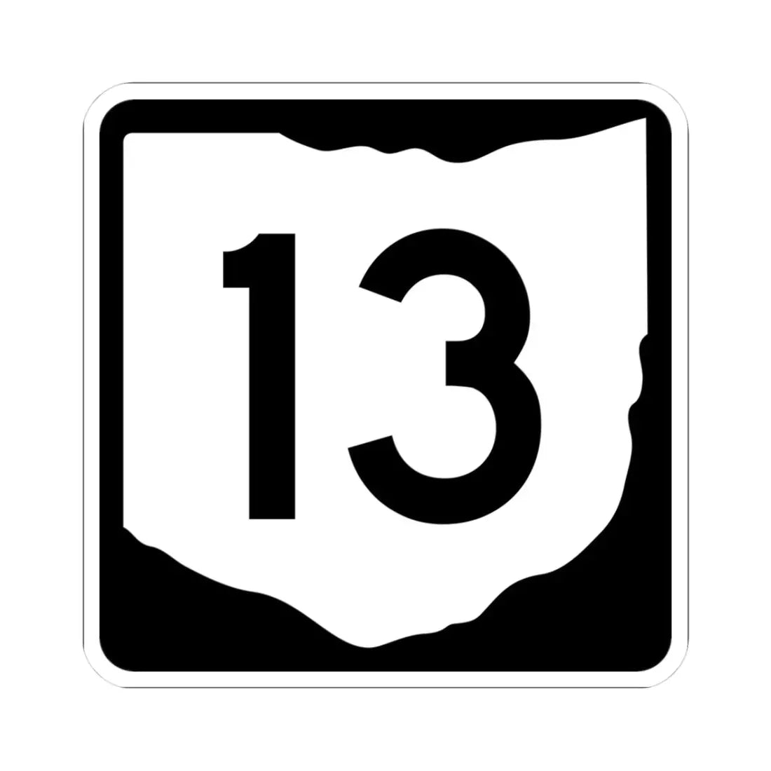 OH-13 (Ohio) (Road Sign) STICKER Vinyl Kiss-Cut Decal 3 Inch White - The Sticker Space