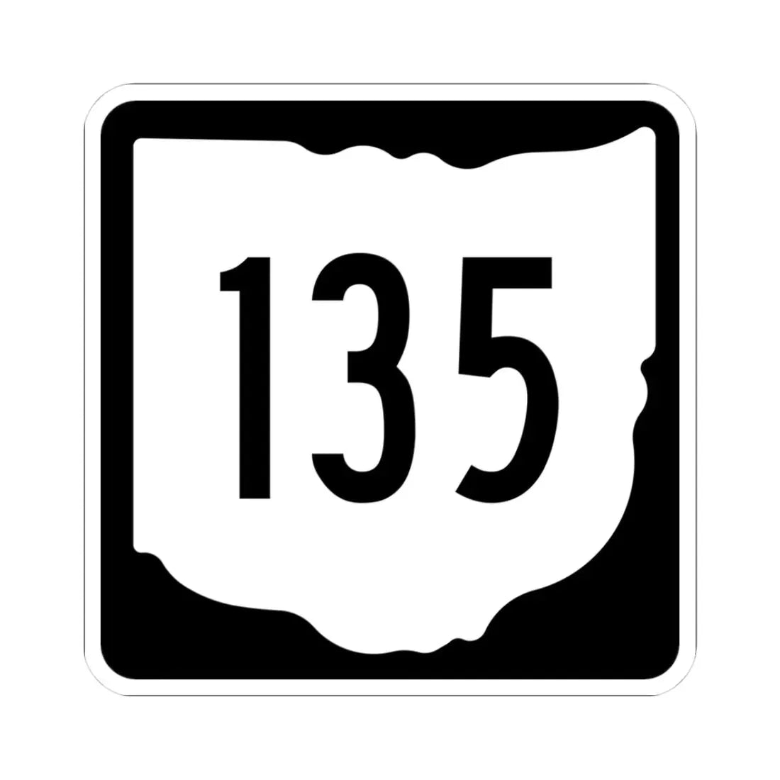 OH-135 1967 (Ohio) (Road Sign) STICKER Vinyl Kiss-Cut Decal 3 Inch White - The Sticker Space