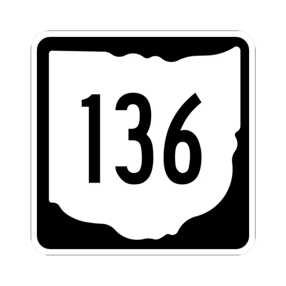 OH-136 1967 (Ohio) (Road Sign) STICKER Vinyl Kiss-Cut Decal 2 Inch White - The Sticker Space