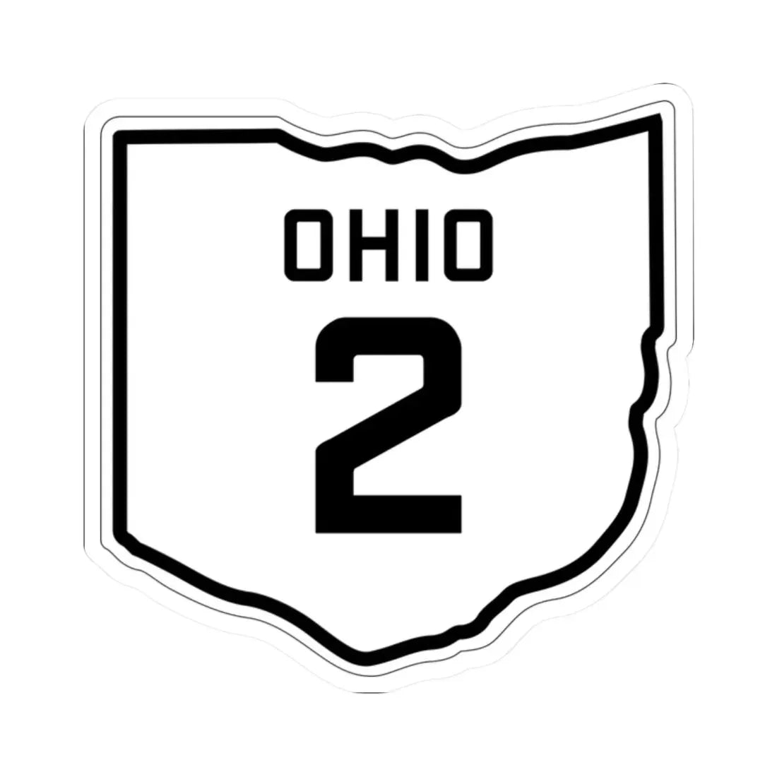 OH-2 1927 (Ohio) (Road Sign) STICKER Vinyl Kiss-Cut Decal 2 Inch White - The Sticker Space
