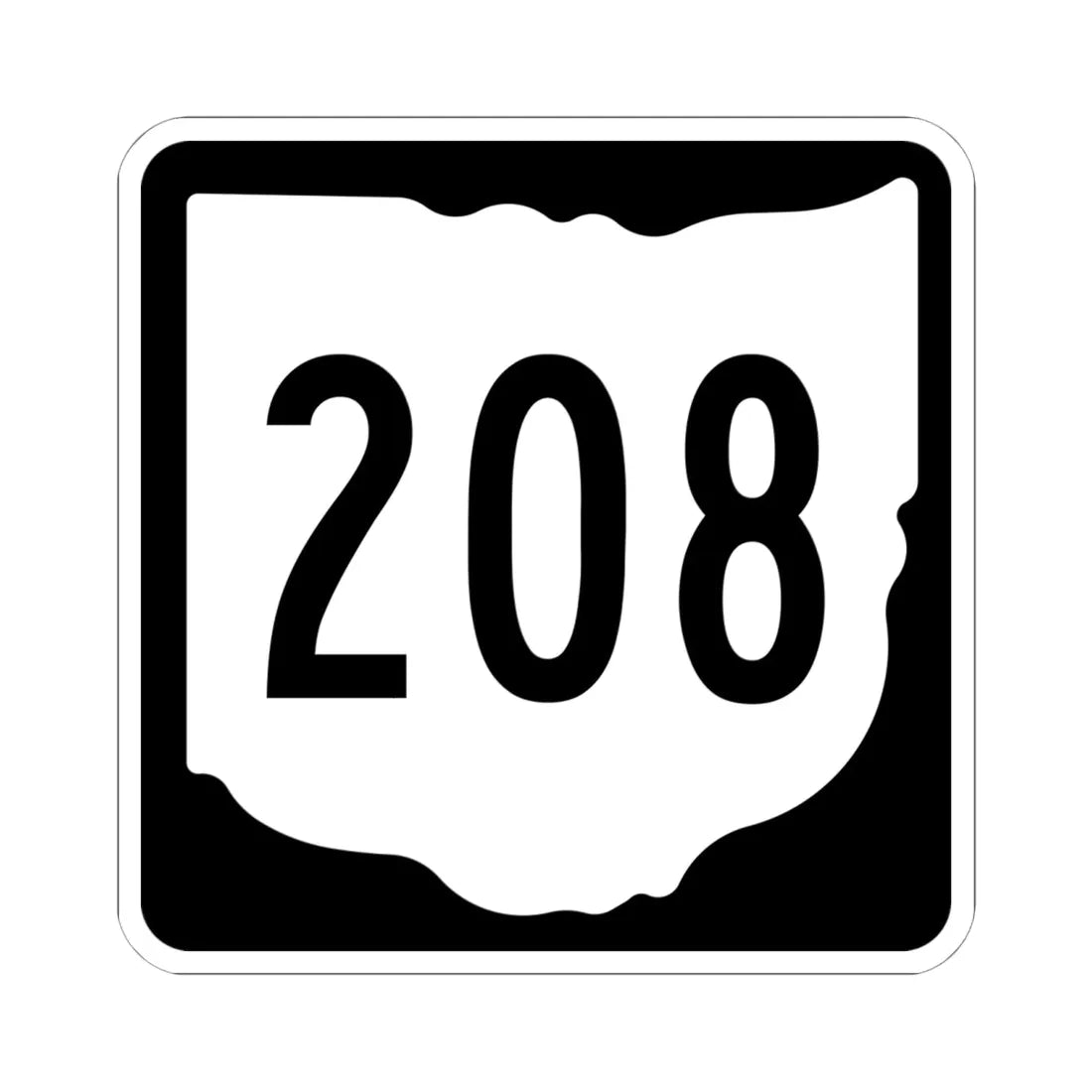 OH-208 1967 (Ohio) (Road Sign) STICKER Vinyl Kiss-Cut Decal 6 Inch White - The Sticker Space