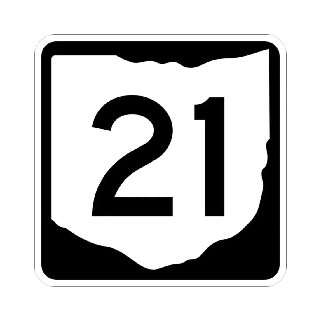 OH-21 (Ohio) (Road Sign) STICKER Vinyl Kiss-Cut Decal 3 Inch White - The Sticker Space
