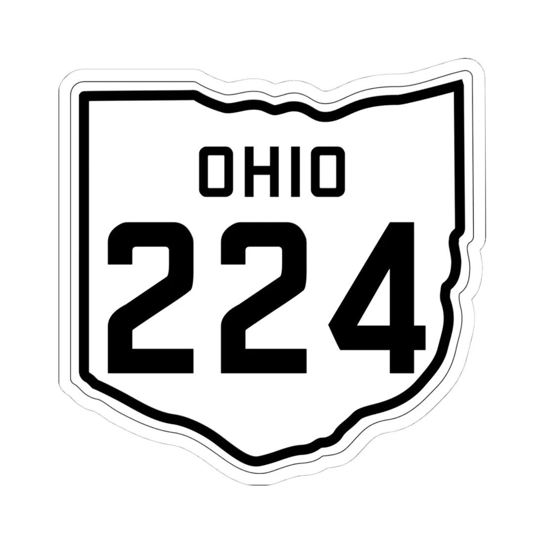OH-224 1927 (Ohio) (Road Sign) STICKER Vinyl Kiss-Cut Decal 4 Inch White - The Sticker Space