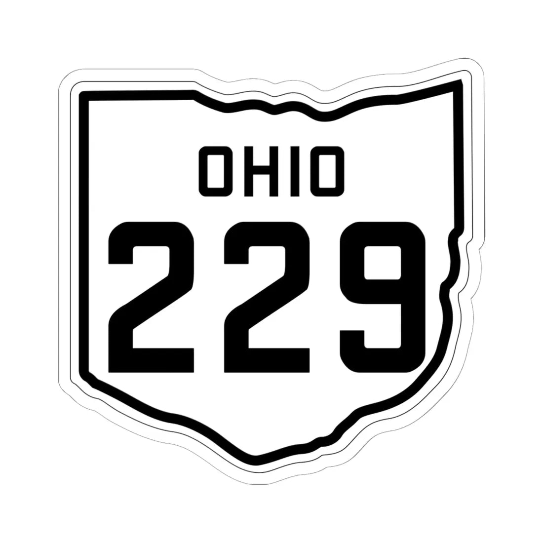 OH-229 1927 (Ohio) (Road Sign) STICKER Vinyl Kiss-Cut Decal 6 Inch White - The Sticker Space