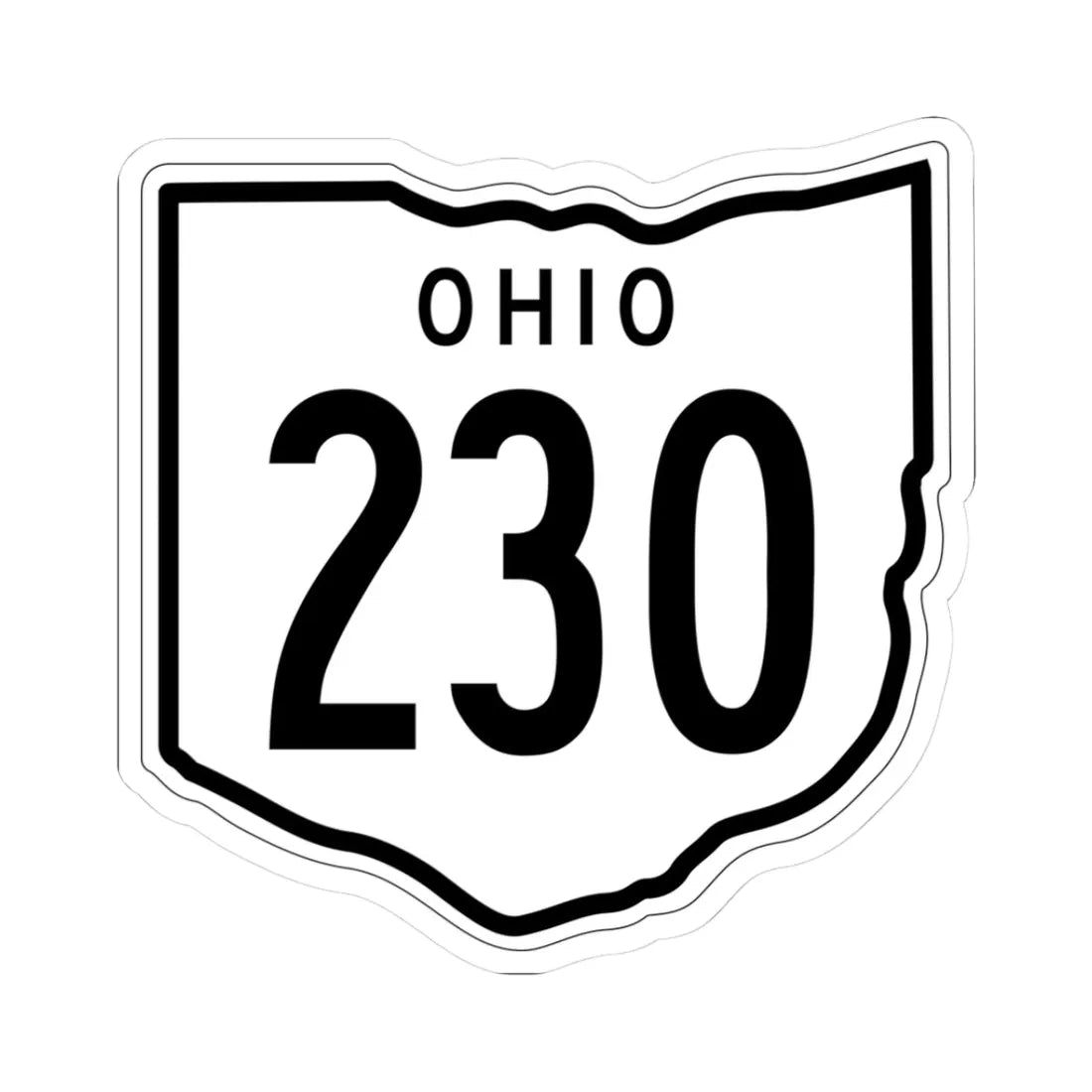 OH-230 1948 (Ohio) (Road Sign) STICKER Vinyl Kiss-Cut Decal 3 Inch White - The Sticker Space