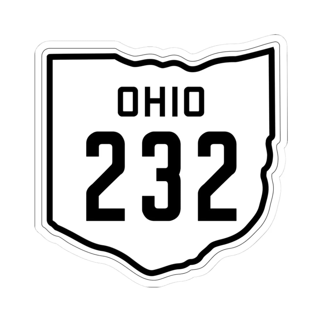 OH-232 1927 (Ohio) (Road Sign) STICKER Vinyl Kiss-Cut Decal 3 Inch White - The Sticker Space