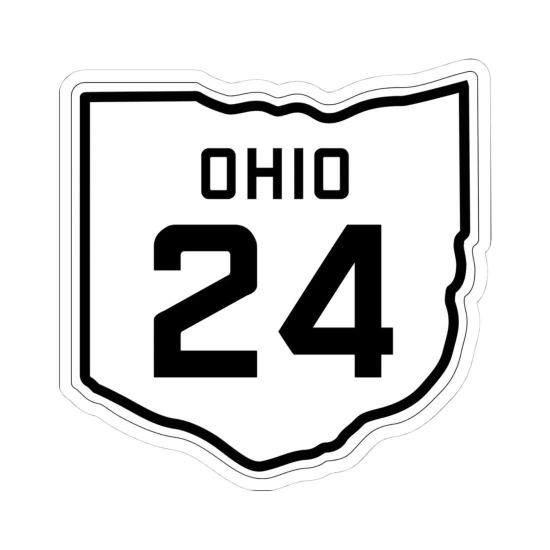 OH-24 1927 (Ohio) (Road Sign) STICKER Vinyl Kiss-Cut Decal 4 Inch White - The Sticker Space